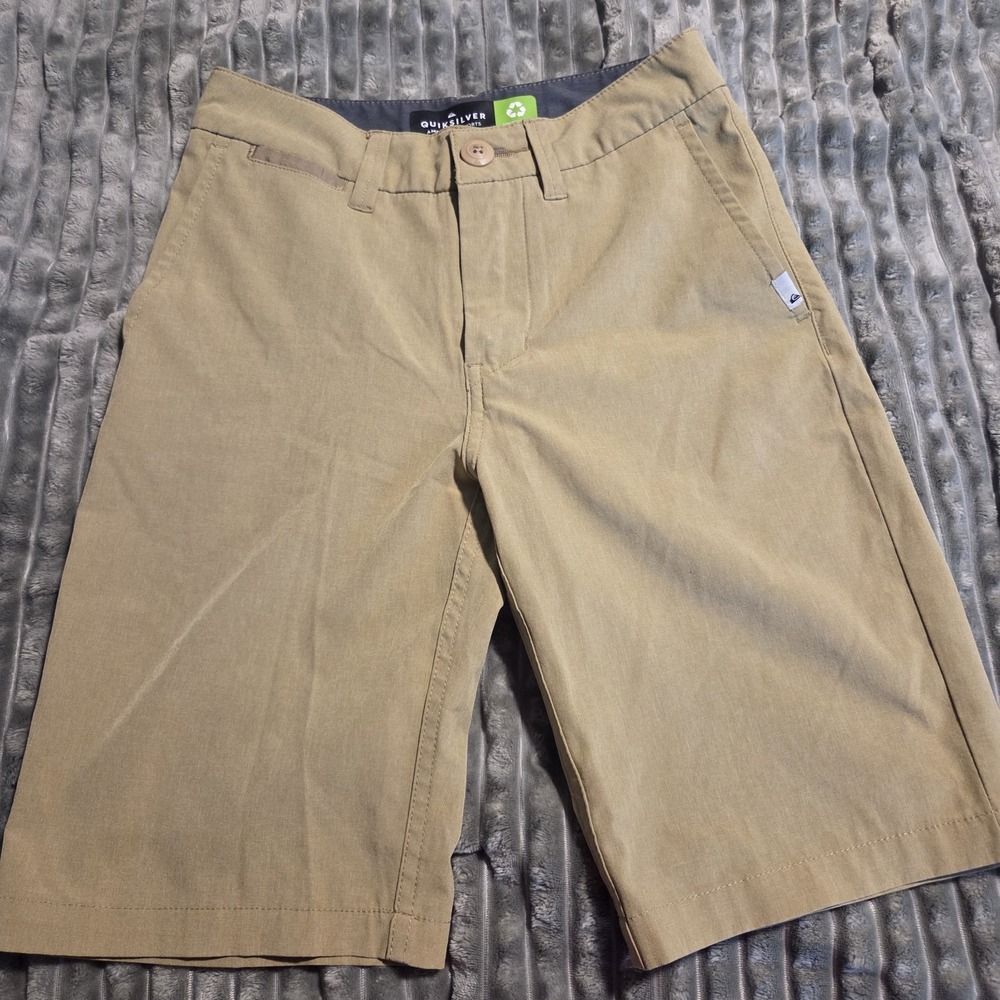 Quiksilver Boys Union Amphibian Hybrid Shorts Size 10 S Khaki Tan Chino Surf